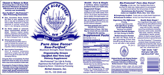 PURE ALOEFORCE LIQUID DIETARY SUPPLEMENT 32 OZ BOTTLE