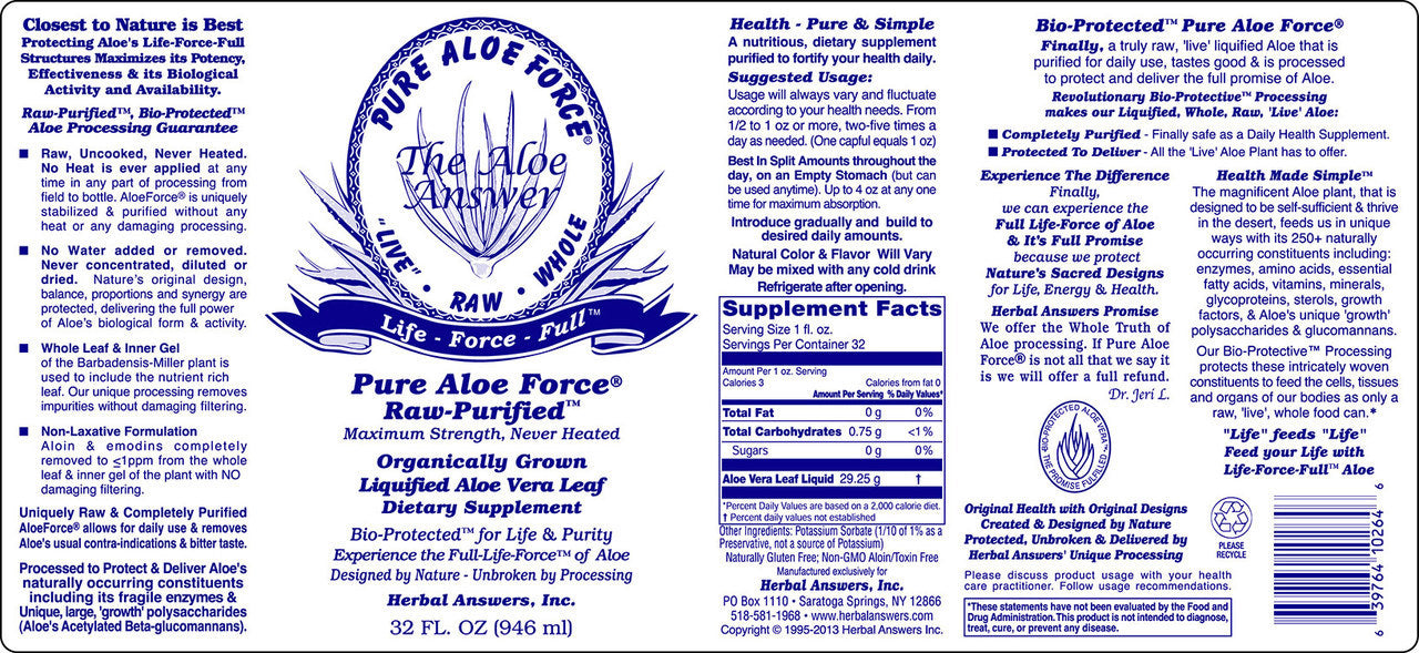 PURE ALOEFORCE LIQUID DIETARY SUPPLEMENT 32 OZ (CASE OF 12 BOTTLES)