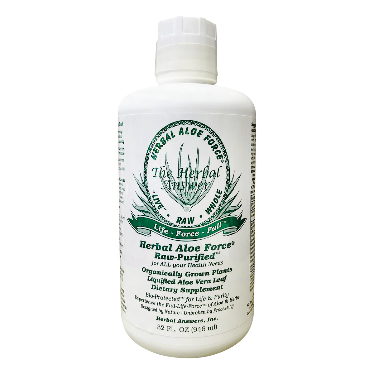 HERBAL ALOEFORCE LIQUID DIETARY SUPPLEMENT 32 OZ. BOTTLE Herbal Answers AloeForce Products