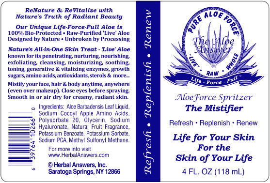THE ALOEFORCE MISTIFIER SKIN SPRAY - 4 OZ BOTTLE