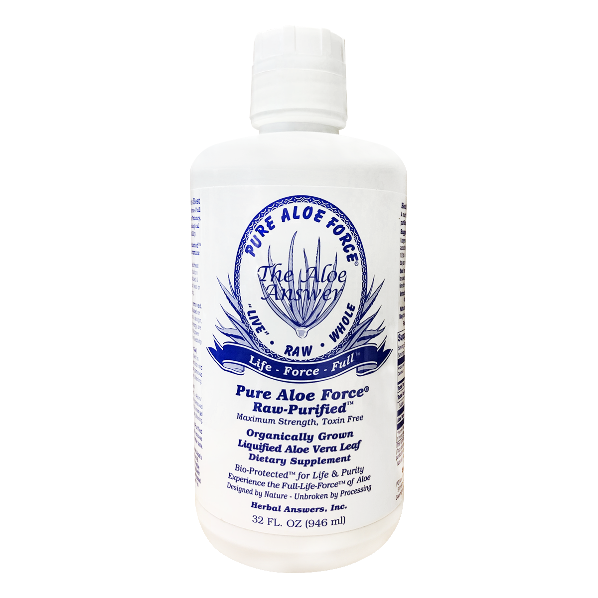 PURE ALOEFORCE LIQUID DIETARY SUPPLEMENT 32 OZ BOTTLE Herbal Answers AloeForce Products